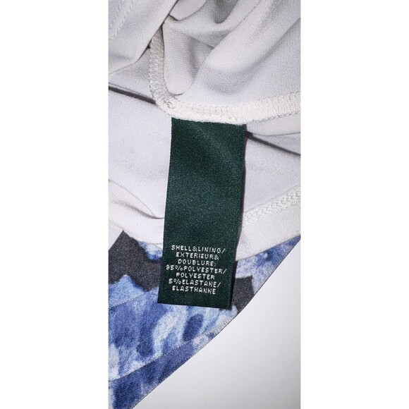 Lauren Ralph Lauren Dress Women's Black Blue Floral Long Sleeve Ruched Size 10P - Picture 12 of 12